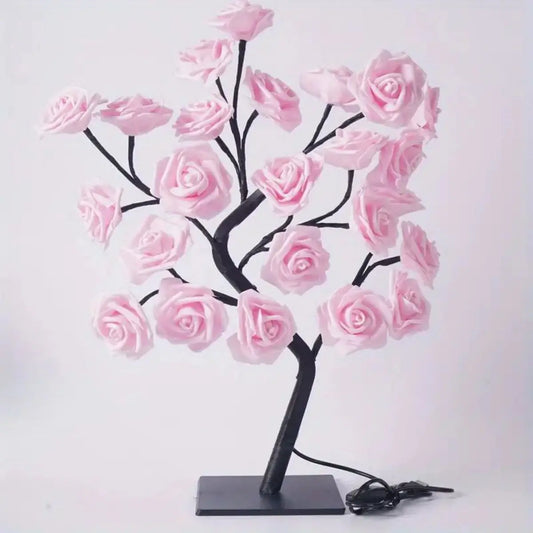 Rose Tree Lamp – DIY Branches Flower Night Light for Home, Bedroom, Wedding & Valentine’s Day Décor
