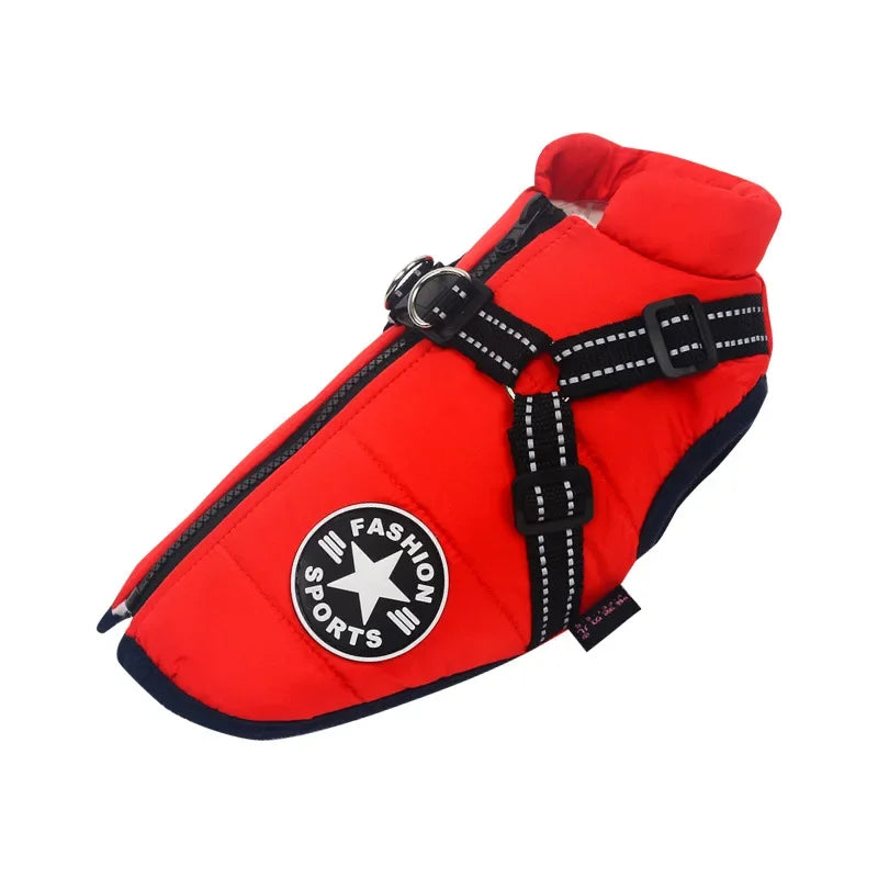 Winter Dog Jacket with Built-In Harness – Waterproof & Warm