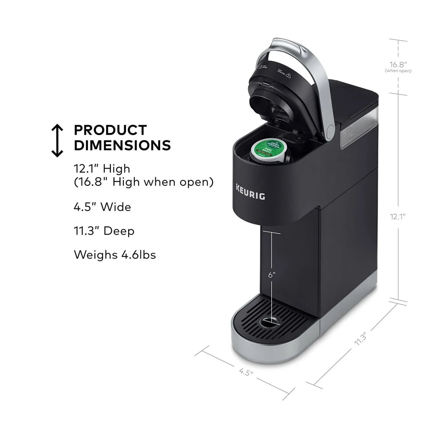 K-Mini Plus Single Serve Coffee Maker (Black) – Compact Brewer with Accessories for Home, Office & Travel