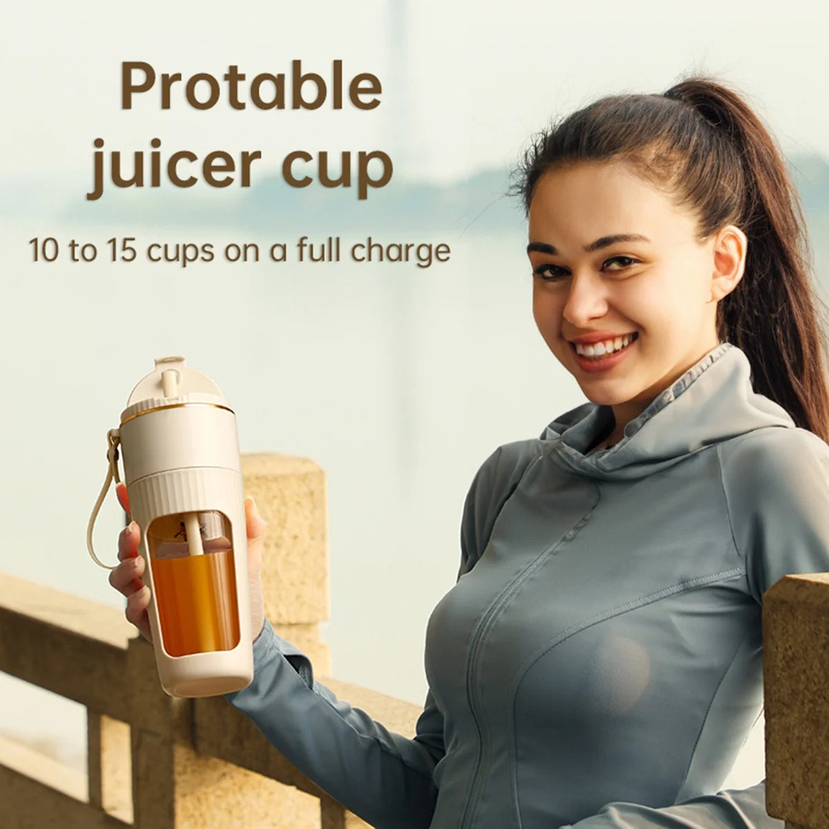 Powerful Portable Blender – USB Rechargeable Smoothie Blender for Ice & Frozen Fruit – Mini Personal Blender for Shakes, Smoothies, Travel & Gym
