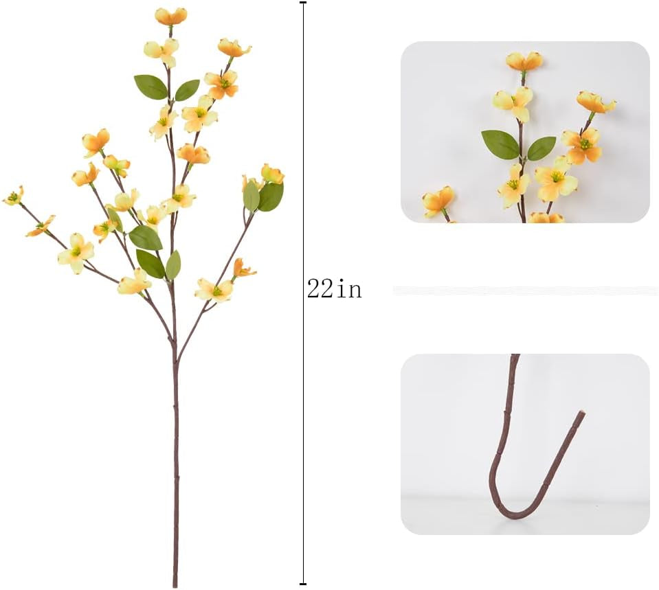 8 PCS Artificial Dogwood Blossom Stems – Silk Cornus Flowers for Home Decor & Table Centerpieces (Champagne)
