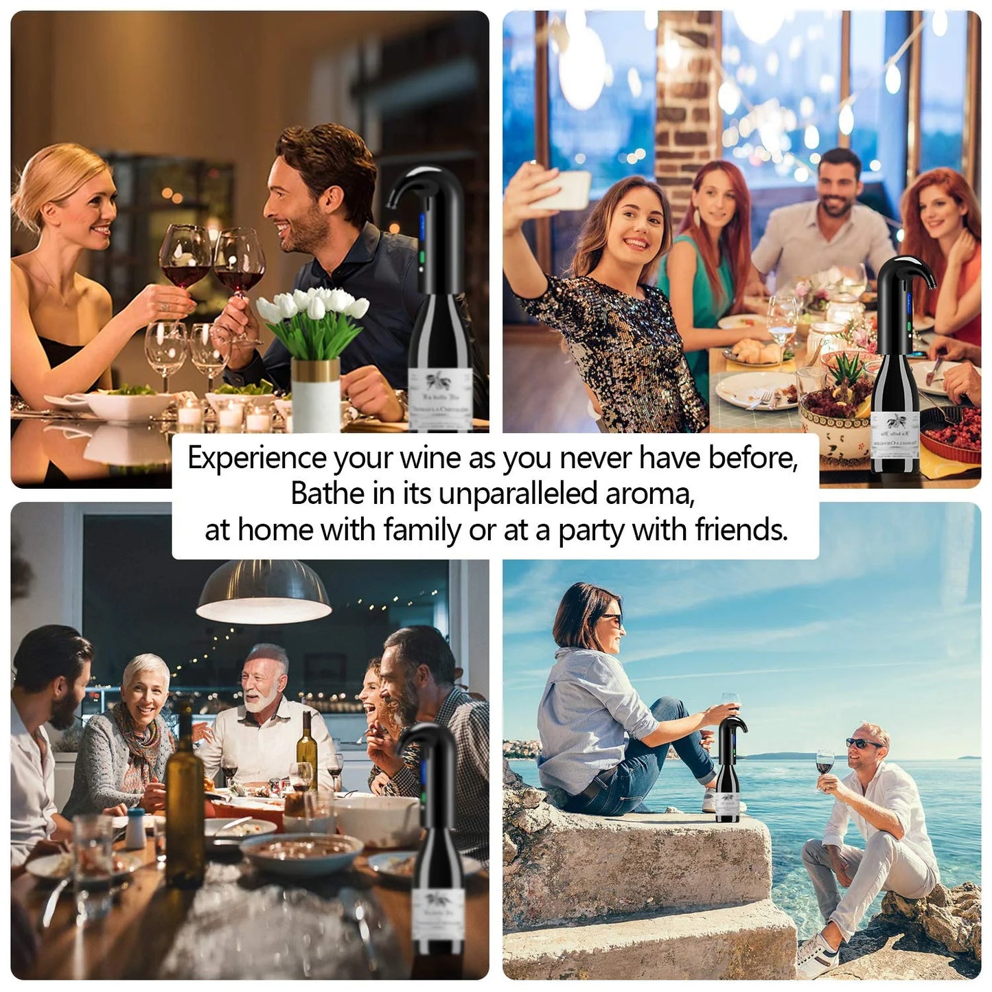 Electric Wine Aerator & Dispenser – 4-in-1 Wine Decanter, Pourer, and Wine Accessories Gift Set for Wine Lovers