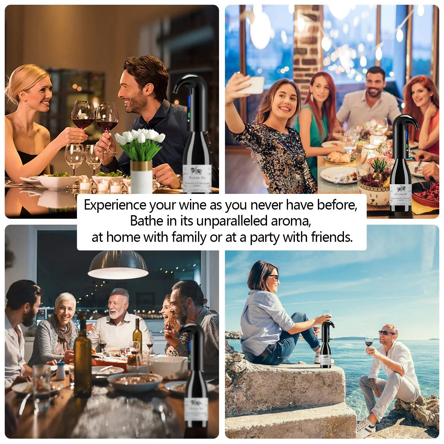 Electric Wine Aerator & Dispenser – 4-in-1 Wine Decanter, Pourer, and Wine Accessories Gift Set for Wine Lovers