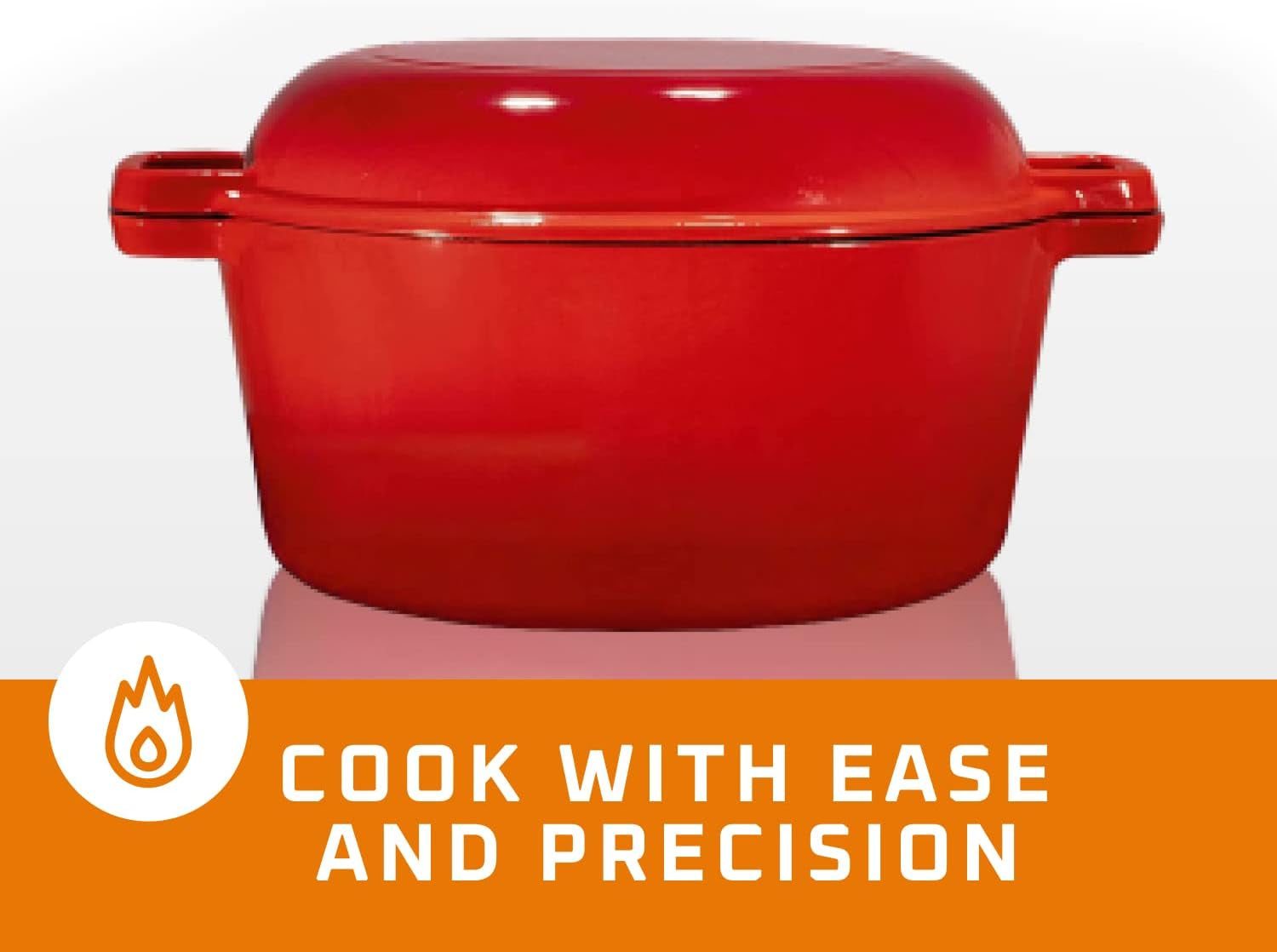 2-in-1 Pre-Seasoned Cast Iron Dutch Oven with Skillet Lid – 5 Qt Round Double Dutch Oven for Bread, Casseroles & Braising (13.5" x 7", Black)
