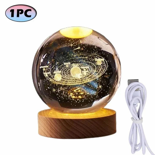 D2 Crystal Ball 3D Planet Lamp – Saturn & Sun Snow Globe Decoration
