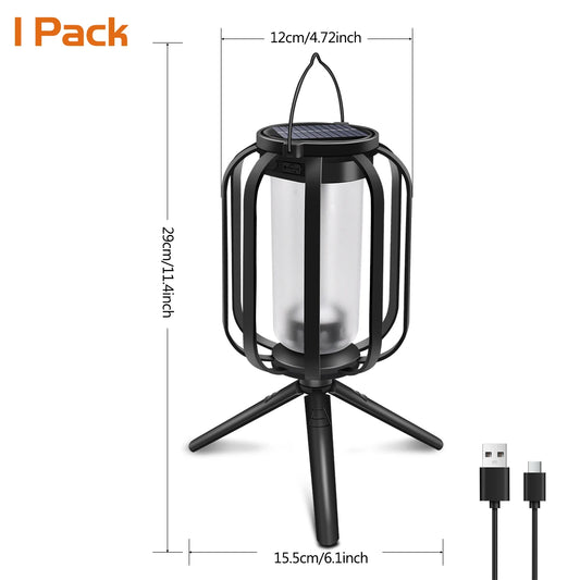 Solar Hanging Lantern – Waterproof Outdoor Flame Light (2 Charging Modes)