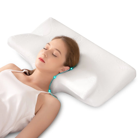 Orthopedic Memory Foam Cervical Pillow – Neck Support Pillow for Side, Back & Stomach Sleepers with Washable Pillowcase