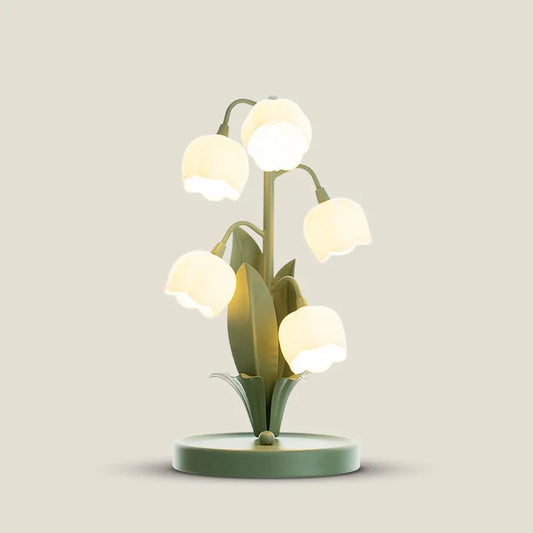 Vintage Floral Table Lamp for the Home, 5 Lily Nightstand Lamp in 3 Color Patterns with G4 Led Bulbs for Bedrooms, Living Rooms