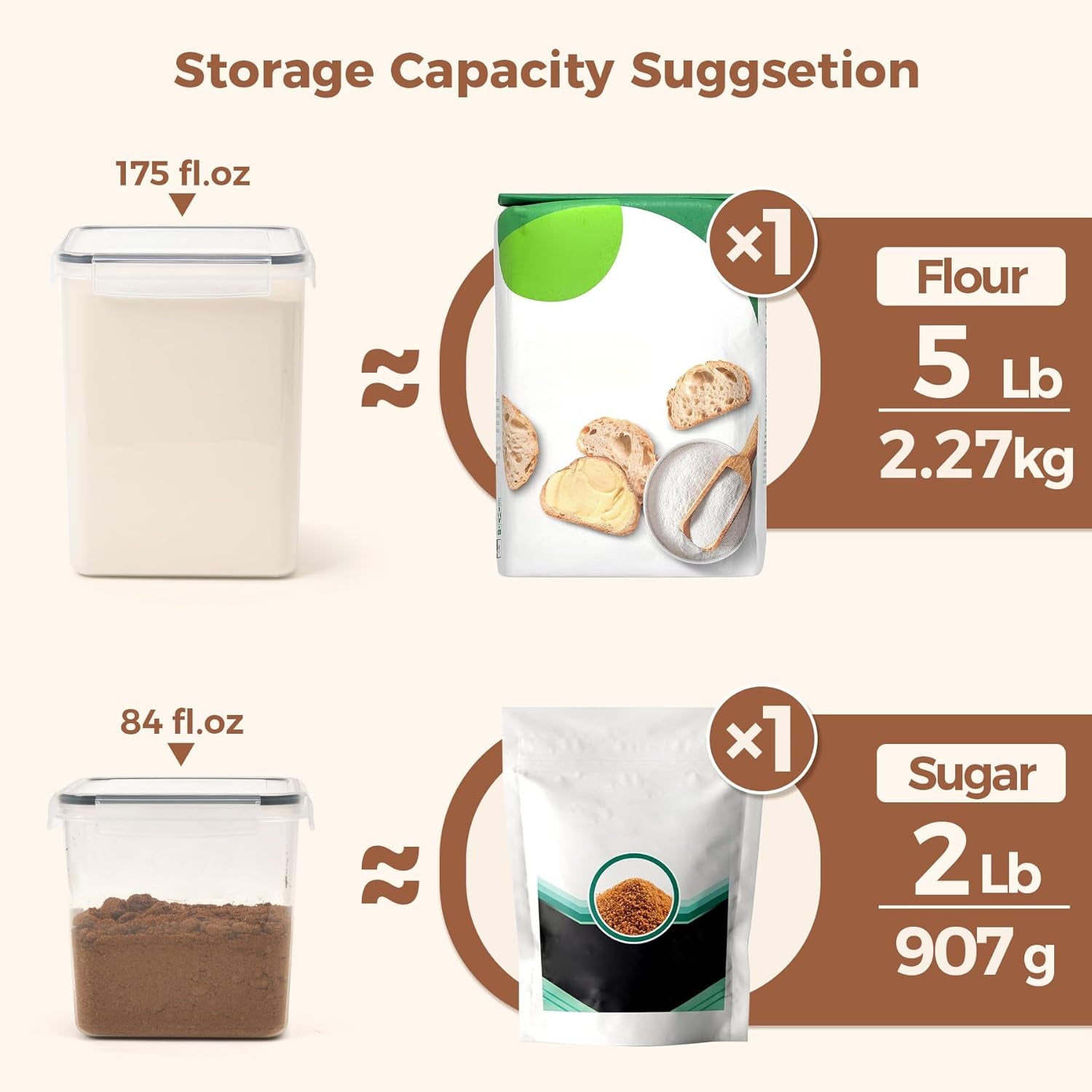 Airtight Kitchen Canister Set – 3-Piece Flour & Sugar Storage Containers for Pantry Organization