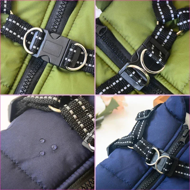 Winter Dog Jacket with Built-In Harness – Waterproof & Warm