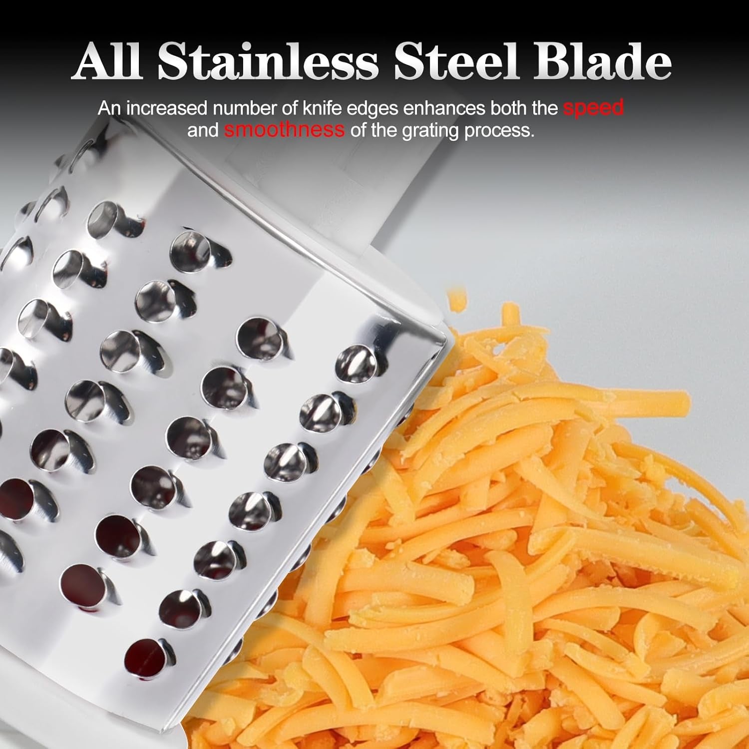 Rotary Cheese Grater & Vegetable Shredder with 3 Interchangeable Blades – Hand Crank Mandoline Slicer (Green)