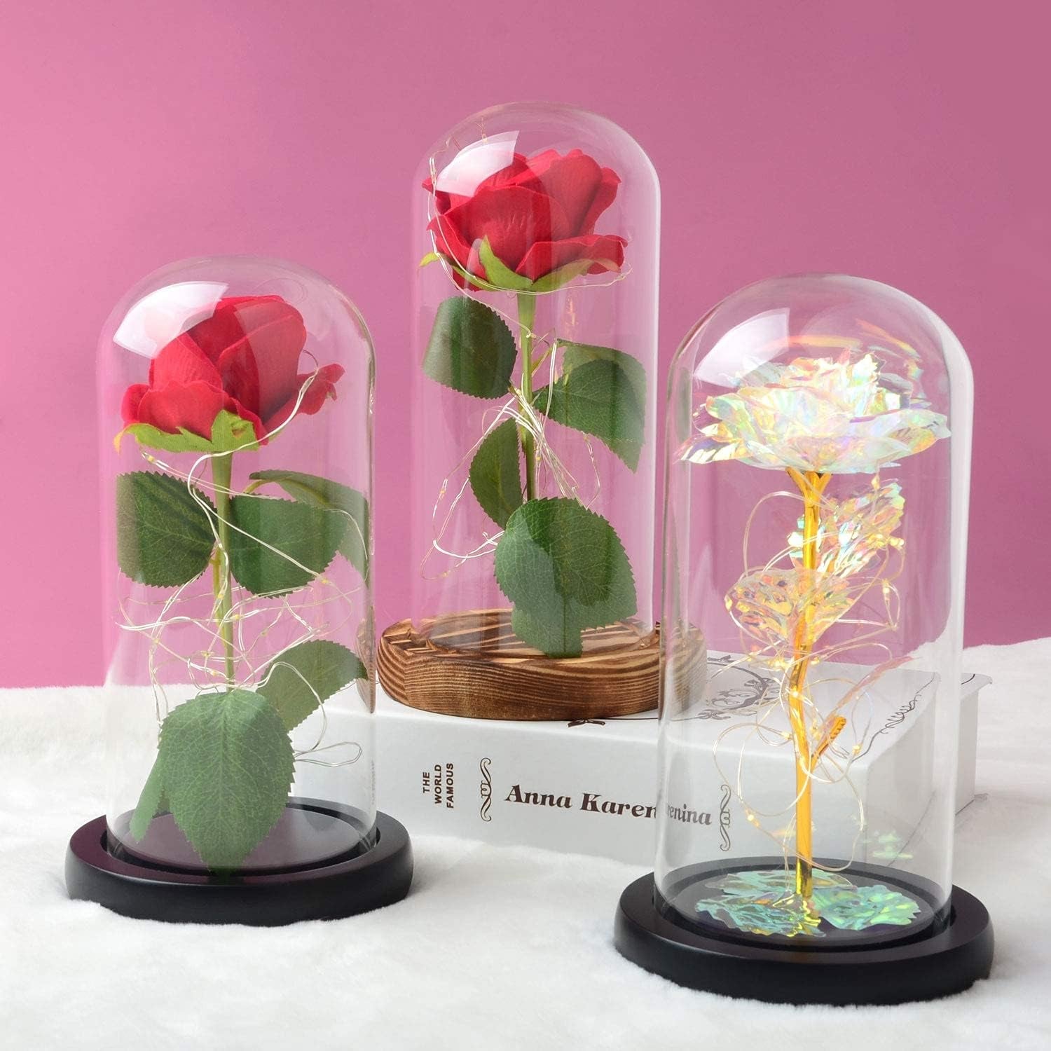 Forever Glass Rose with Light – Never-Fade Rose Gift for Mom, Wife, or Girlfriend – Ideal for Mother’s Day, Anniversary, Birthday & Valentine’s Day