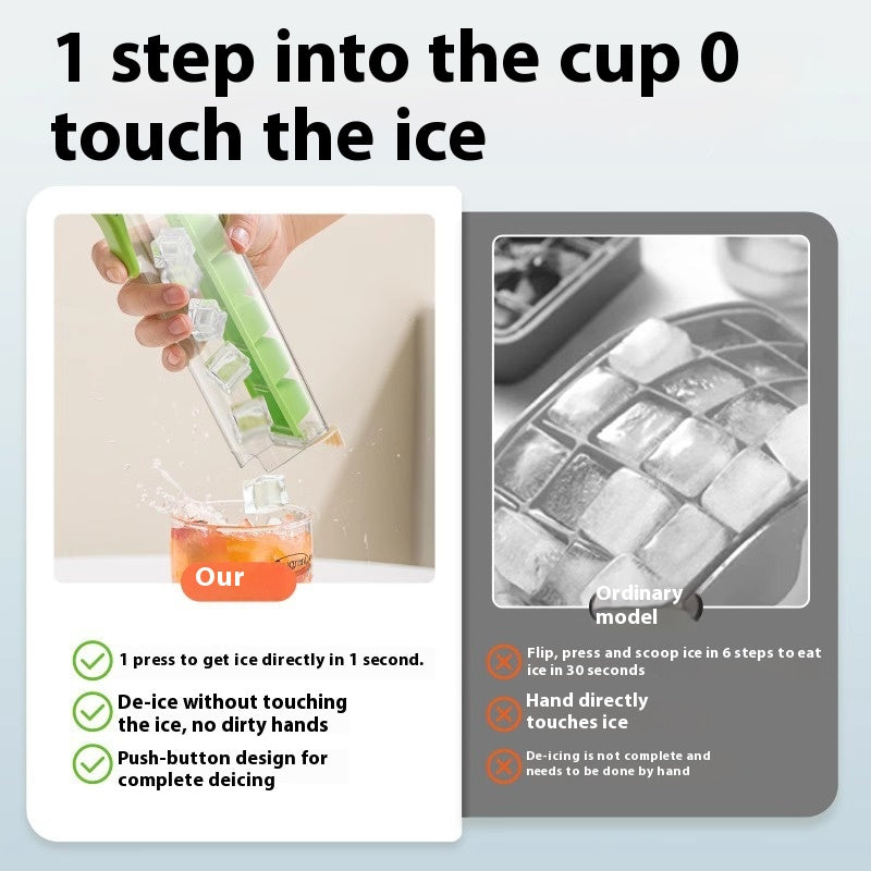 Ice Cube Tray with Storage Box – Food Grade Press-Release Ice Cube Mold for Home Kitchen, Easy-Release Ice Maker Tray