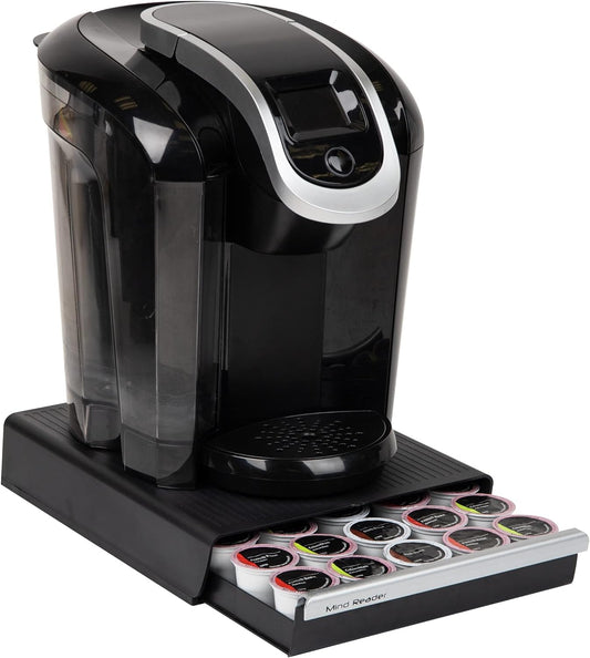 Single Serve Coffee Pod Drawer Organizer – Holds 30 Pods, Countertop Storage Solution for K-Cups, 10.5" x 12.75" x 2.5", Black