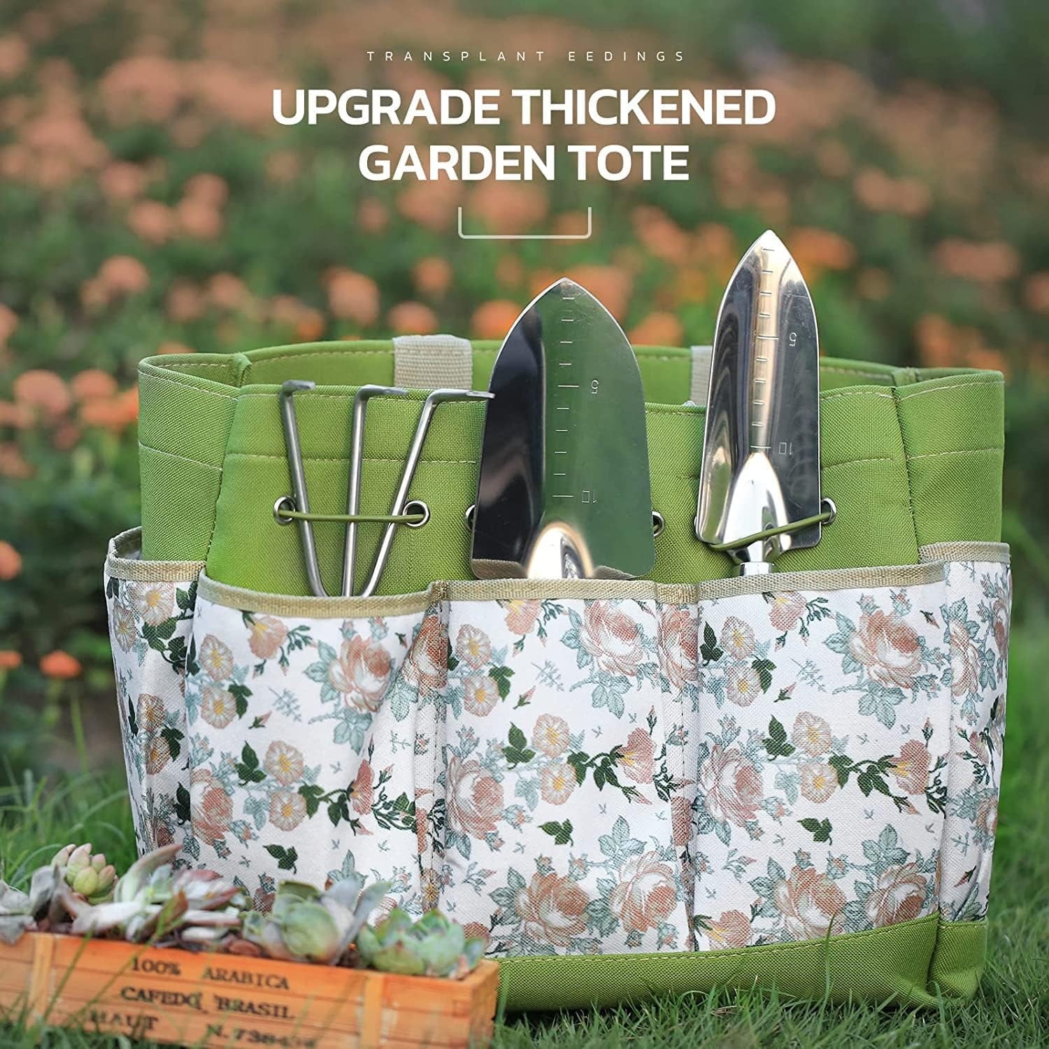 9-Piece Heavy Duty Garden Tool Set with Organizer Tote Bag – Rust-Proof Gardening Hand Tools Kit, Ideal Gift for Women & Men