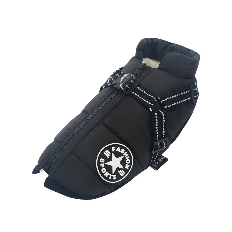 Winter Dog Jacket with Built-In Harness – Waterproof & Warm