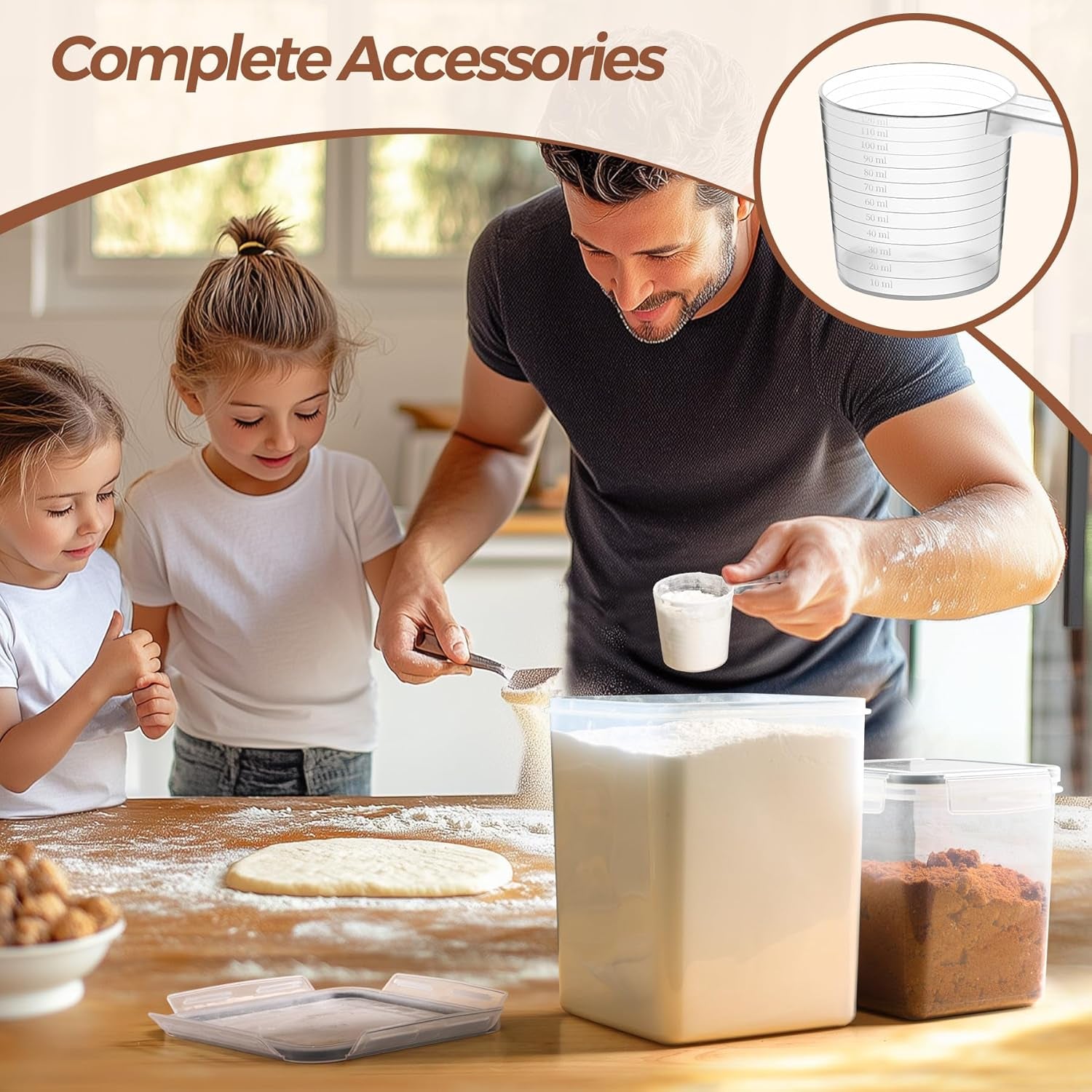 Airtight Kitchen Canister Set – 3-Piece Flour & Sugar Storage Containers for Pantry Organization