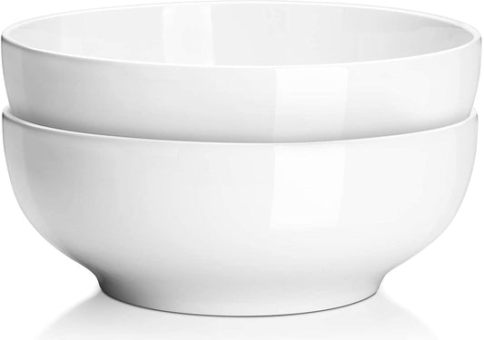 Elegant 9.5" Large Serving Bowls – Versatile White Ceramic Salad and Pasta Bowls for Entertaining, Dining, and Kitchen Decor
