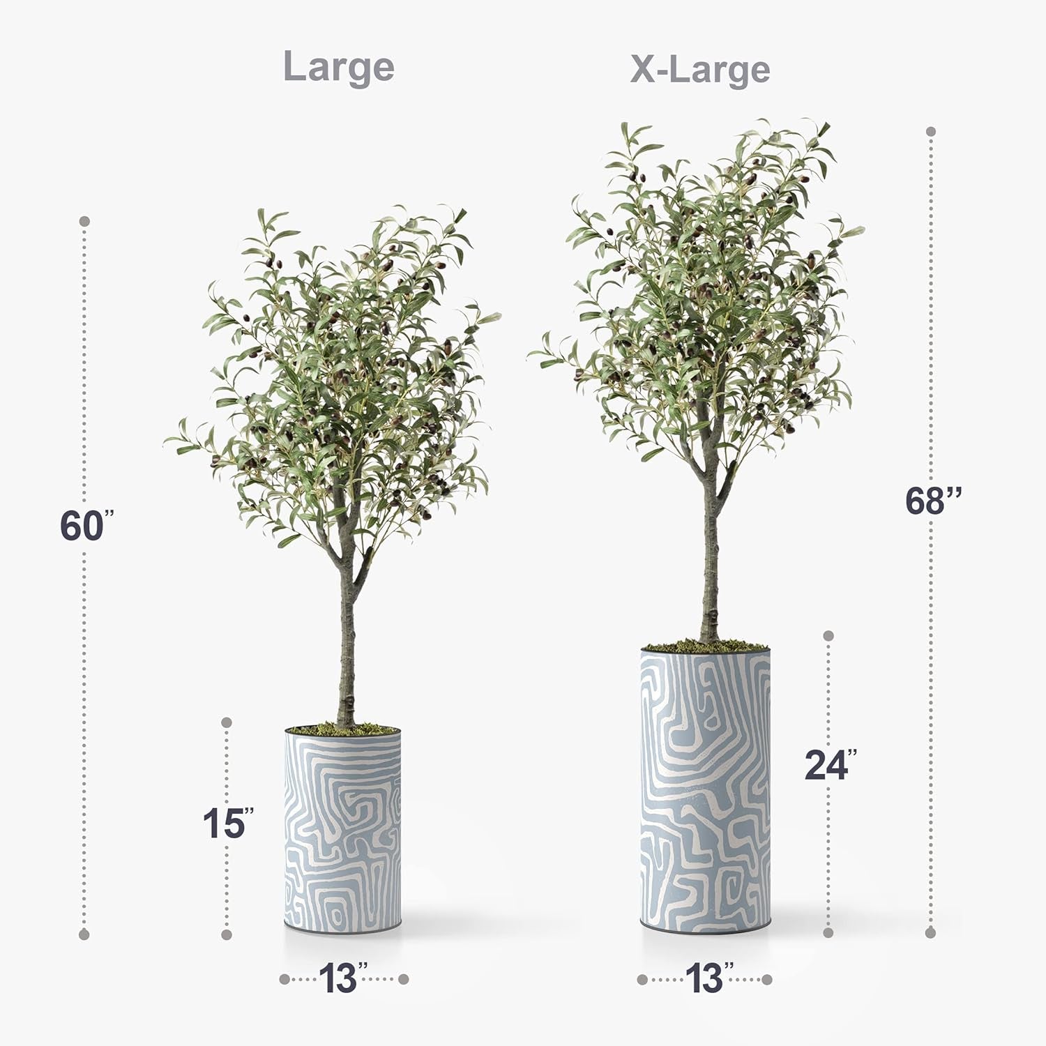 60" Artificial Olive Tree in Geometric Planter – Modern Silk Tree for Indoor & Outdoor Decor 