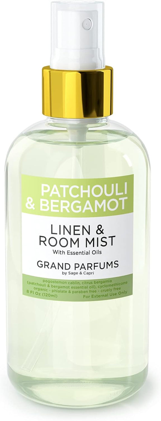 Organic Patchouli & Bergamot Spray Mist – 8 Oz Room, Linen & Body Mist