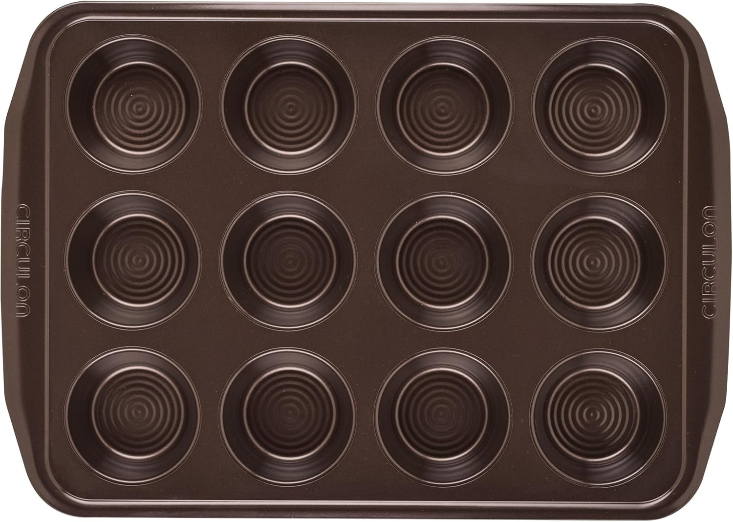 12-Cup Nonstick Muffin Pan – Brown Steel Cupcake & Muffin Bakeware Tray for Even Baking and Easy Release