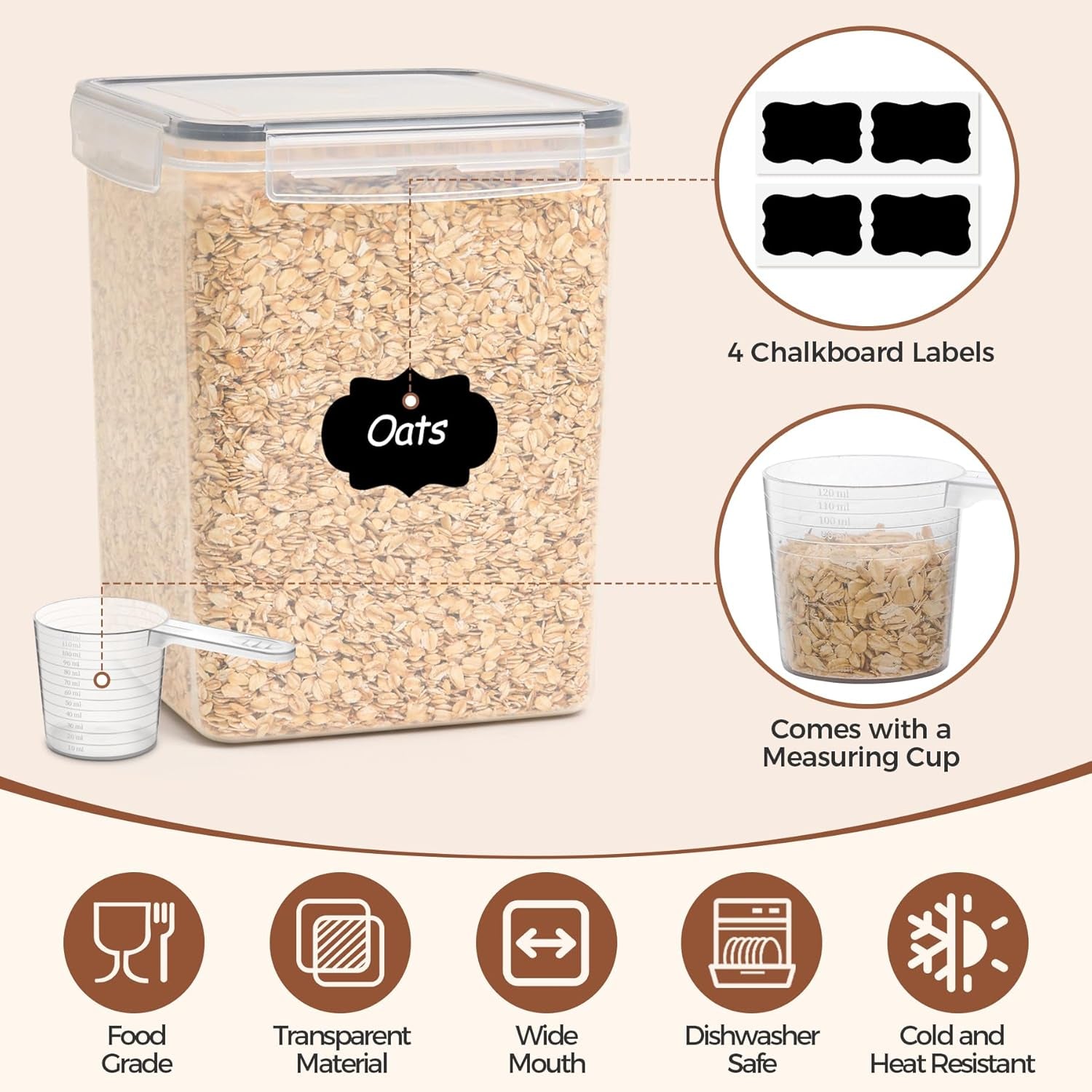 Airtight Kitchen Canister Set – 3-Piece Flour & Sugar Storage Containers for Pantry Organization